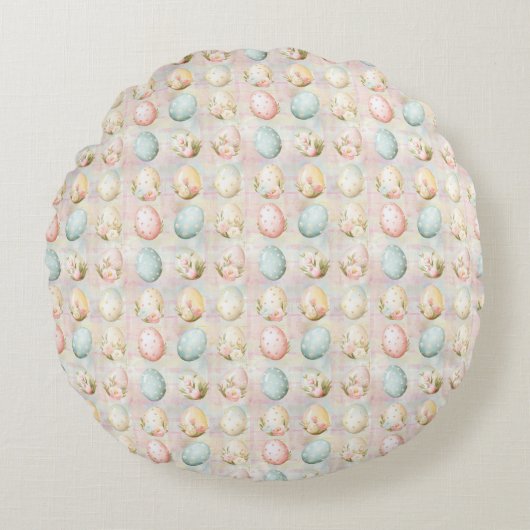 Easter Egg Seamless Fabric – Pastel  ラウンドクッション (正面)