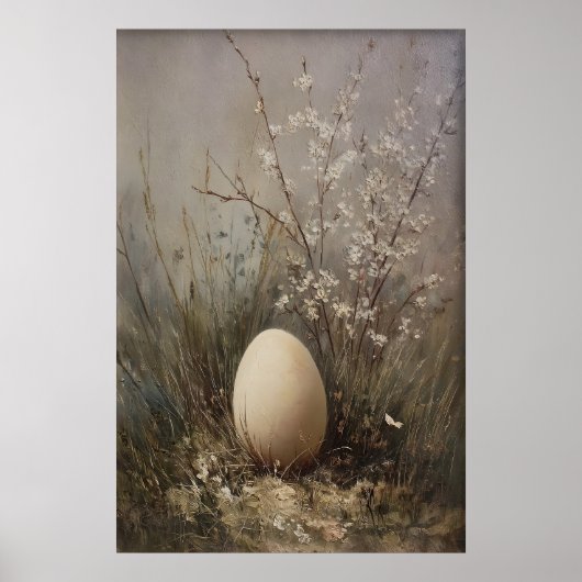 Easter Egg Wildflowers Print, Antique Spring Field ポスター (正面)