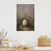 Easter Egg Wildflowers Print, Antique Spring Field ポスター (キッチン)
