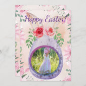 Easter egg with photo purple 招待状 (正面/裏面)