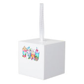 Easter Eggs Coffee Bunny Cups Latte Iced Cream Wom キューブオーナメント (裏面アングル)