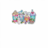 Easter Eggs Coffee Bunny Cups Latte Iced Cream Wom シール (正面)