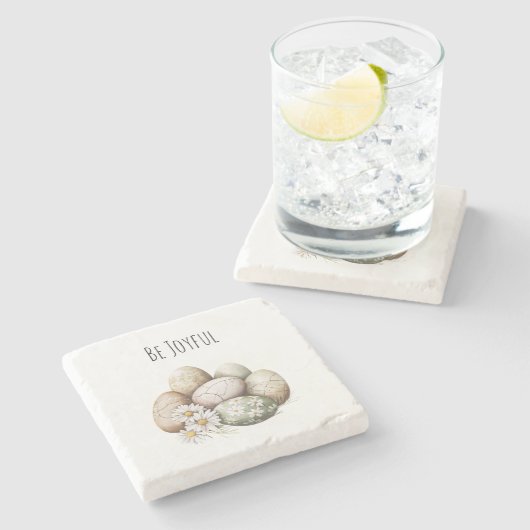 Easter Eggs Daisy Flowers  ストーンコースター (横)