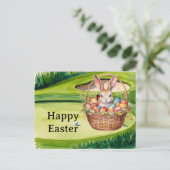 Easter eggs for golfer on green grass  シーズンポストカード (スタンド正面)