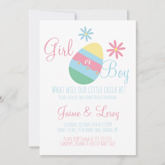 Easter Eggs Gender Reveal Spring 招待状 (正面)