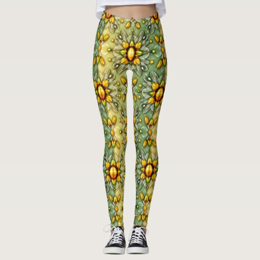 EASTER EGGS ~ Green Yellow 3D ~  Leggings レギンス (正面)