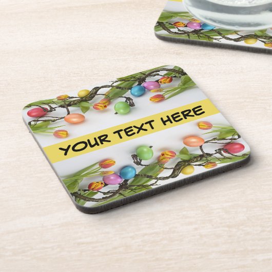 Easter Eggs on a Vine Hard Plastic Coaster コースター (左側)