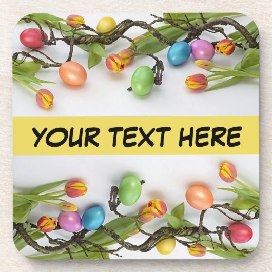 Easter Eggs on a Vine Hard Plastic Coaster コースター (正面)