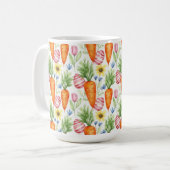 EASTER EGGS ORANGE CARROTS YELLOW FLOWERS コーヒーマグカップ (正面左)