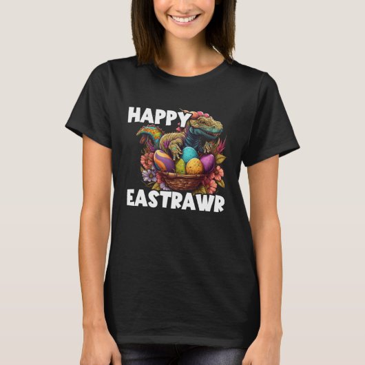 Easter Eggs Rex Dino Happy Easter Day Happy Easter Tシャツ (正面)