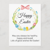 easter eggs spring colorful wreath シーズンポストカード (正面)