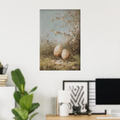 Easter Eggs Wildflowers Print, Antique Spring ポスター (ホームオフィス)