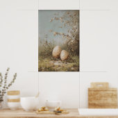 Easter Eggs Wildflowers Print, Antique Spring ポスター (キッチン)