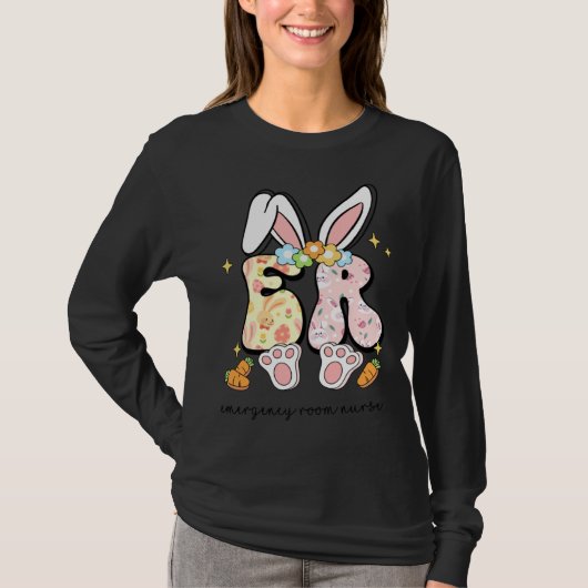 Easter ER Nurse Bunny Emergency Room Nurse Happy E Tシャツ (正面)