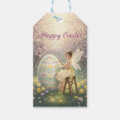 Easter Fairy Painting Egg Spring ギフトタグ (正面)