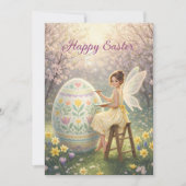 Easter Fairy Painting Egg Spring シーズンカード (正面)