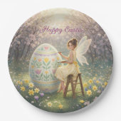 Easter Fairy Painting Egg Spring ペーパープレート (正面)