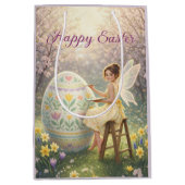 Easter Fairy Painting Egg Spring ミディアムペーパーバッグ (正面)