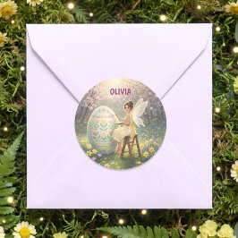 Easter Fairy Painting Egg Spring ラウンドシール