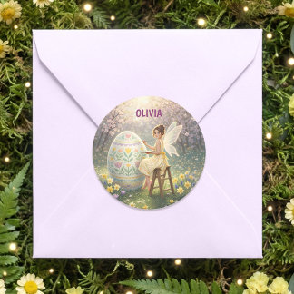 Easter Fairy Painting Egg Spring ラウンドシール