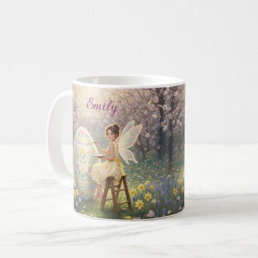 Easter Fairy Painting Egg Spring Name コーヒーマグカップ (正面左)