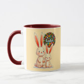 Easter Family – Cute Bunny Celebration - caneca マグカップ (左)