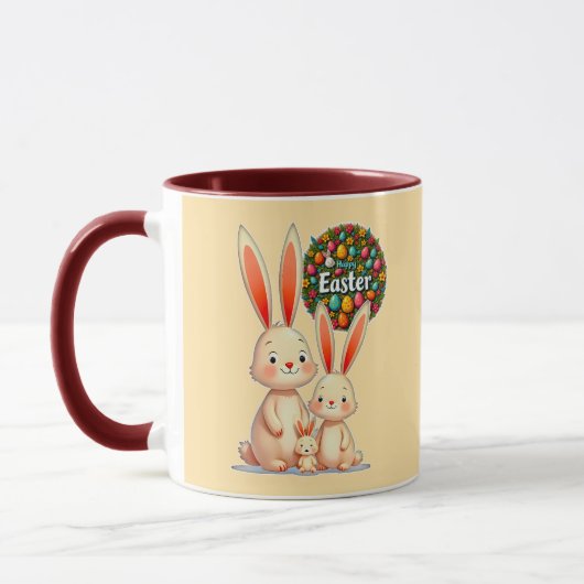 Easter Family – Cute Bunny Celebration - caneca マグカップ (左)