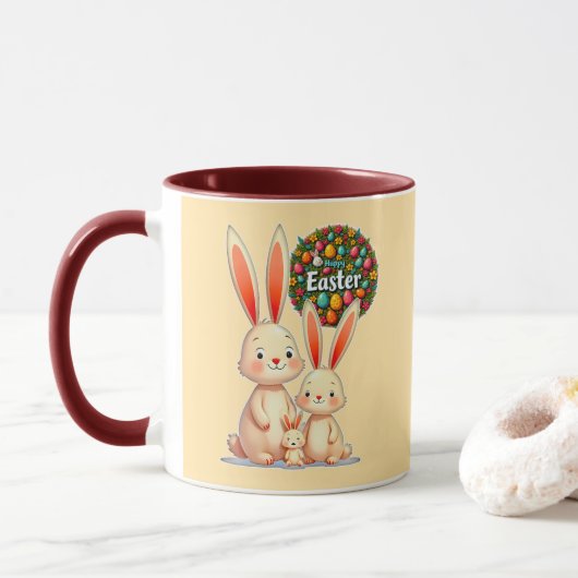 Easter Family – Cute Bunny Celebration - caneca マグカップ (ドーナツ)