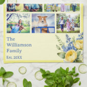 Easter Family Photo Collage Spring Flowers Yellow キッチンタオル (折り畳み)