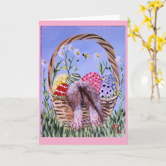 Easter ferret basket カード (黄色い花)