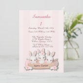 Easter First Birthday Invite - Kawaii Bunnies  招待状 (スタンド正面)
