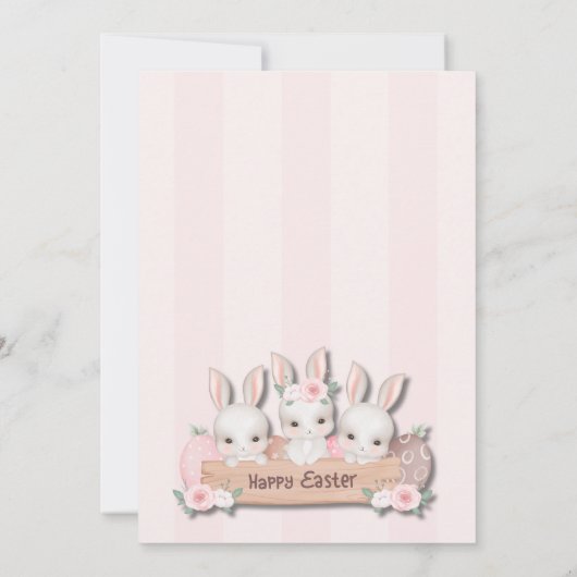 Easter First Birthday Invite - Kawaii Bunnies  招待状 (裏面)