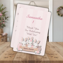 Easter First Birthday Thank You - Kawaii Bunnies