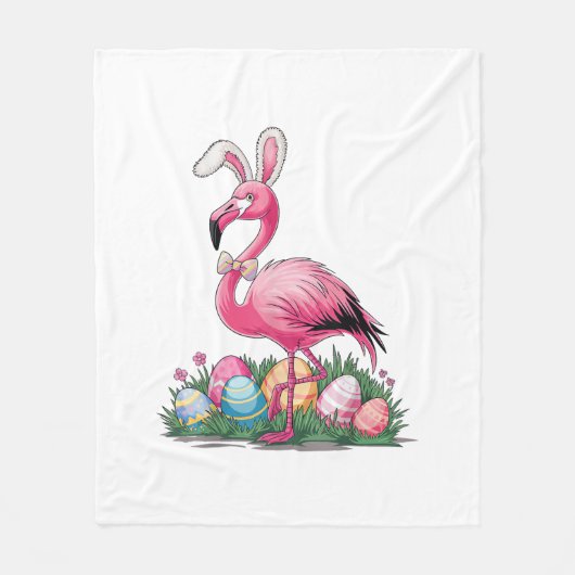 Easter Flamingo T-Shirt フリースブランケット (正面)