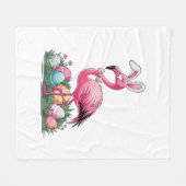 Easter Flamingo T-Shirt フリースブランケット (正面(横))