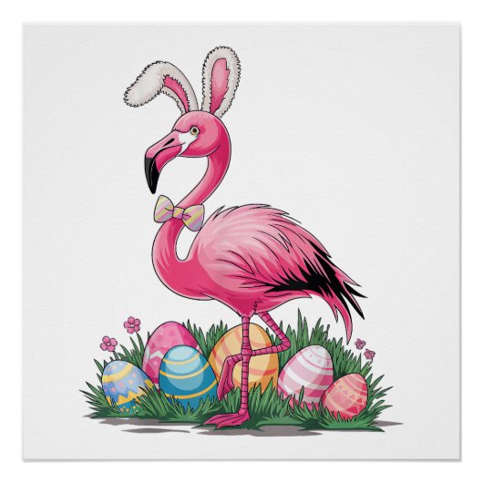 Easter Flamingo T-Shirt ポスター (正面)