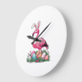 Easter Flamingo T-Shirt ラージ壁時計 (傾斜)
