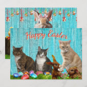 Easter Flat Card - Cats and Bunnies シーズンカード (正面/裏面)
