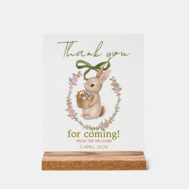Easter Floral Bunny Welcome Acrylic Sign アクリルサイン