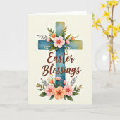 Easter Floral Cross Card カード (黄色い花)