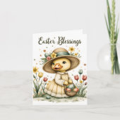 Easter, Floral Duck Greeting & Note Card ノートカード (正面)