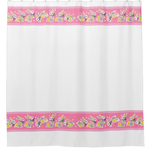 Easter Floral Rabbits シャワーカーテン (正面)