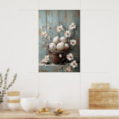 Easter Flower Basket, Spring Print, Vintage Easter ポスター (キッチン)