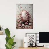 Easter Flower Egg Print, Spring Vintage Egg ポスター (ホームオフィス)