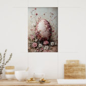 Easter Flower Egg Print, Spring Vintage Egg ポスター (キッチン)