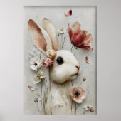 Easter Flower Rabbit Print, Spring Bunny ポスター (正面)