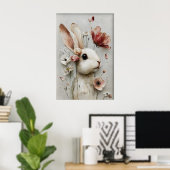 Easter Flower Rabbit Print, Spring Bunny ポスター (ホームオフィス)