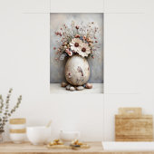 Easter Flowers Egg Print, Spring Vintage Printable ポスター (キッチン)