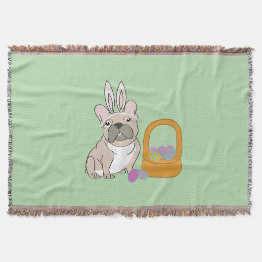 Easter French Bulldog スローブランケット (正面)