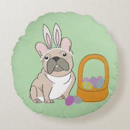 Easter French Bulldog ラウンドクッション